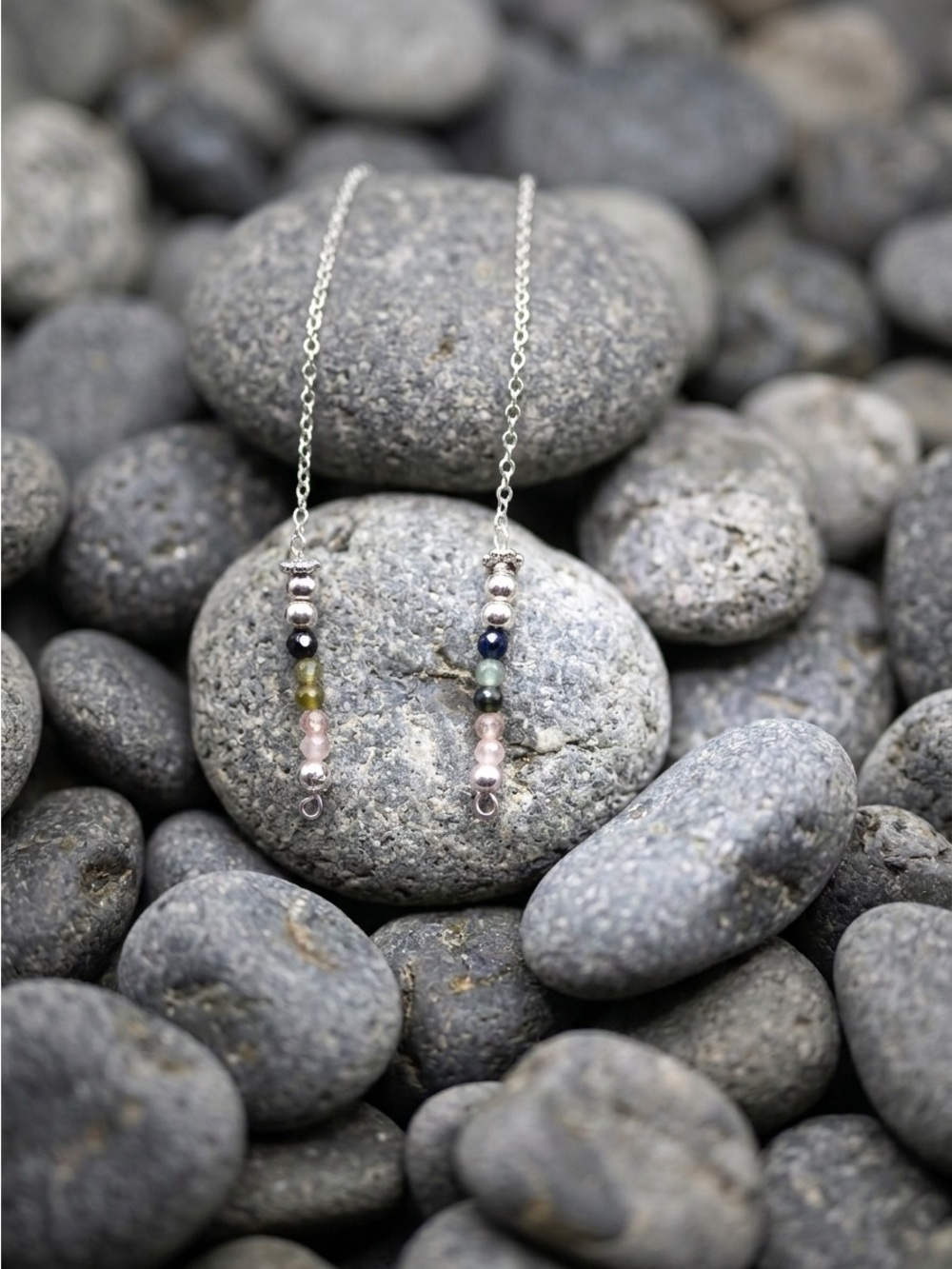 Tourmeline and Silver Threader Earrings